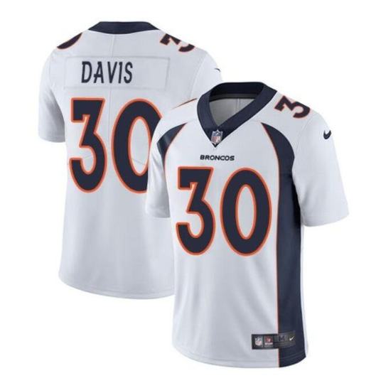 Men's Denver Broncos #30 Terrell Davis White Vapor Untouchable Limited Stitched Jersey